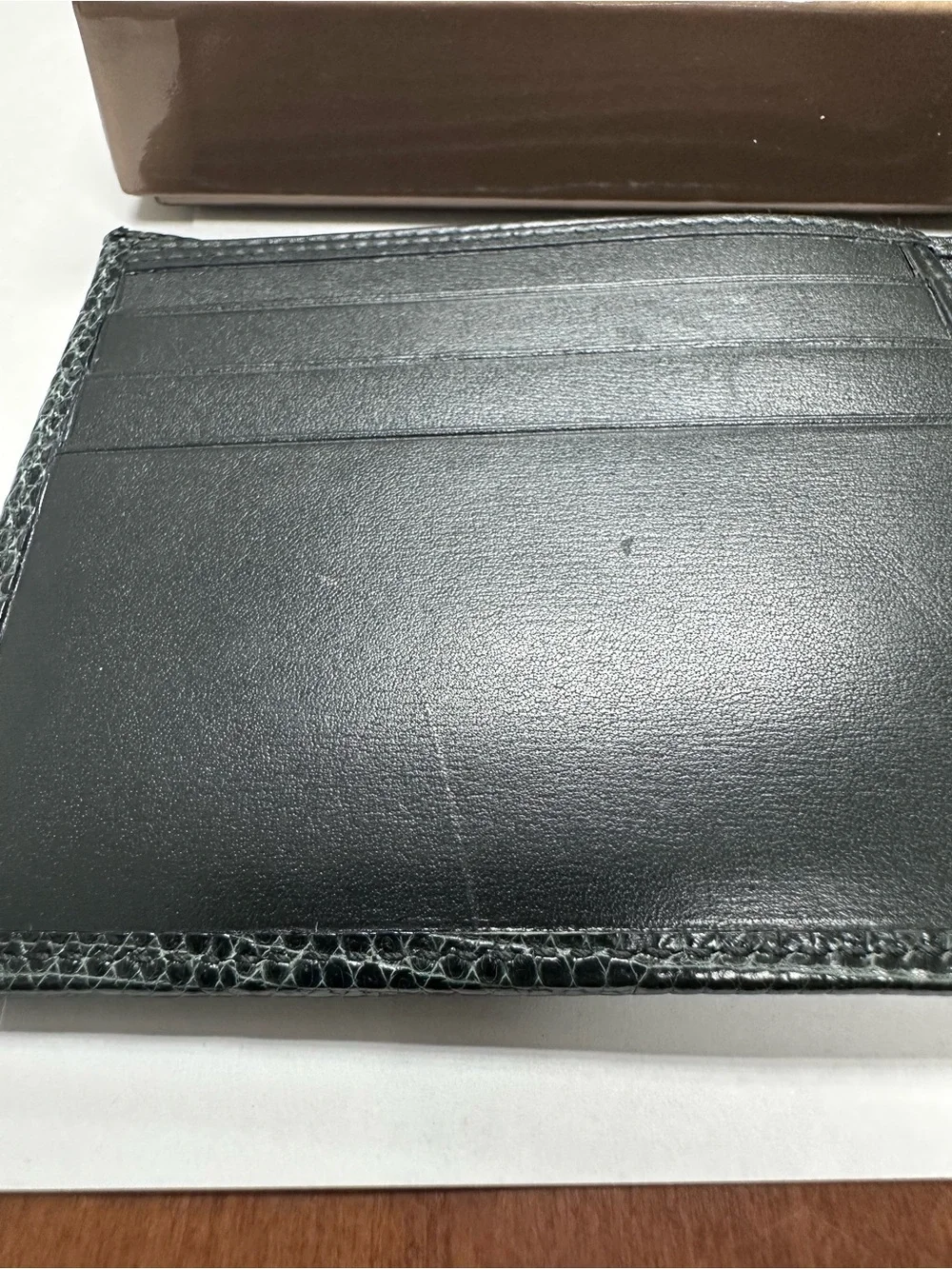 Gucci Green Lizard-Embossed Leather Bifold Wallet
